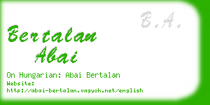 bertalan abai business card